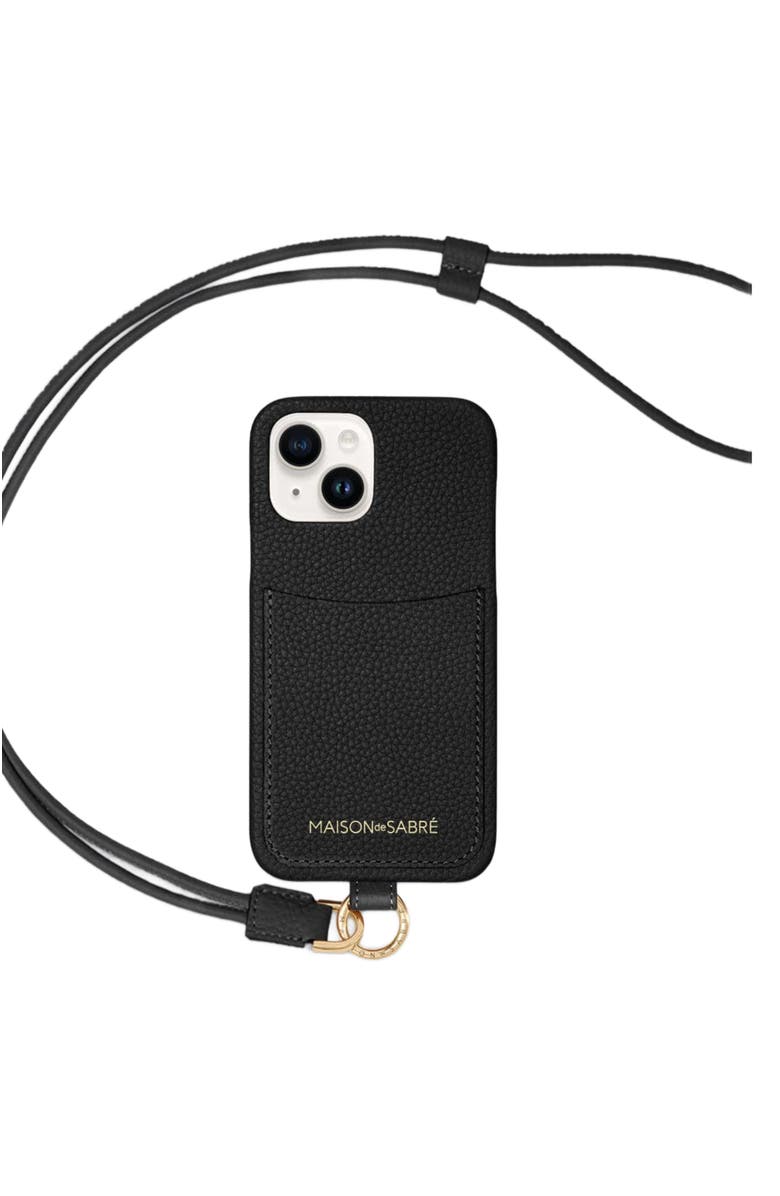 MAISON de SABRÉ Sling Phone Case, Main, color, Black Caviar