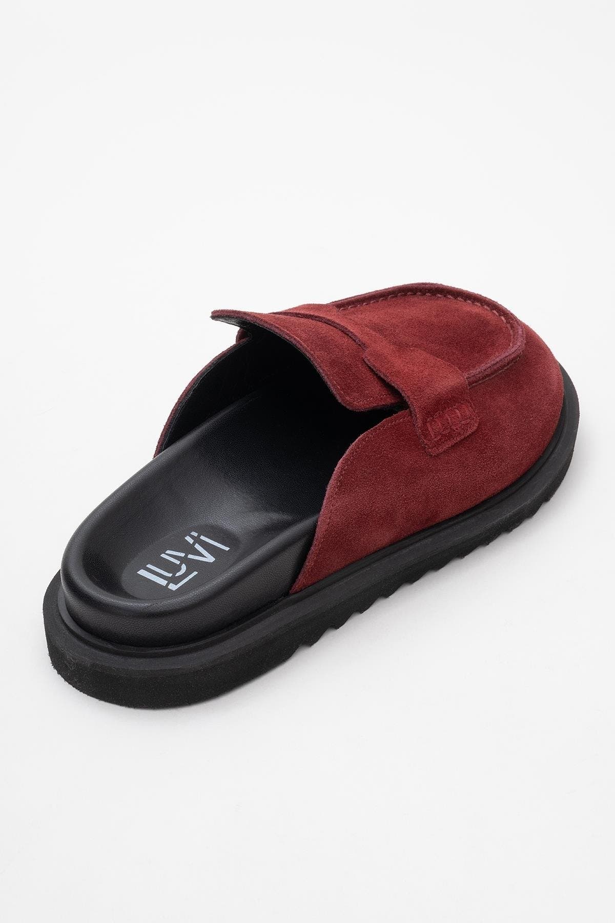 Laven Suede Leather Clogs, Alternate, color, Burgundy Suede Leather