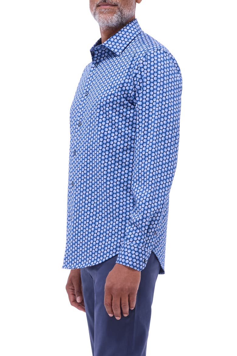 Jimmy OoohCotton® Geo Print Button-Up Shirt, Alternate, color, COBALT