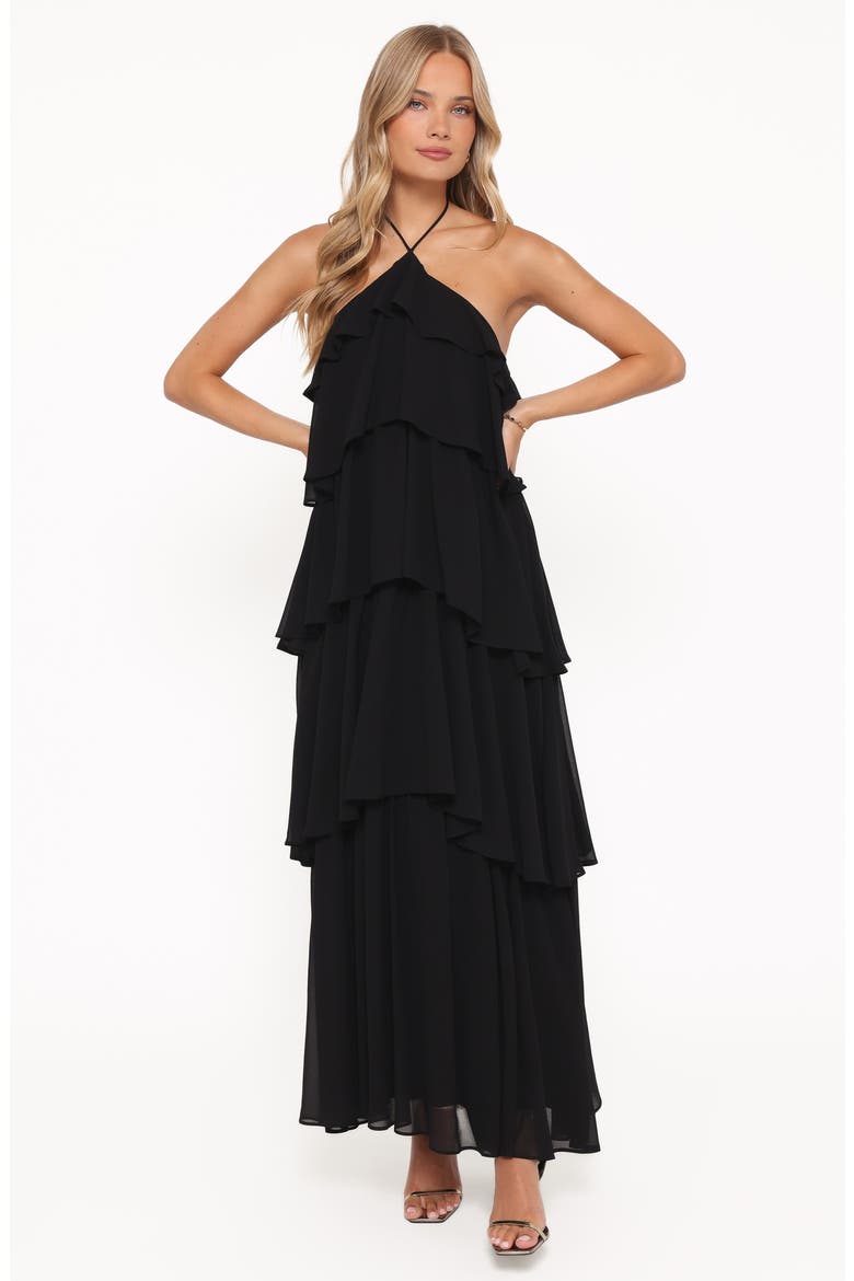 Chasity Halter Neck Maxi Dress, Alternate, color, BLACK