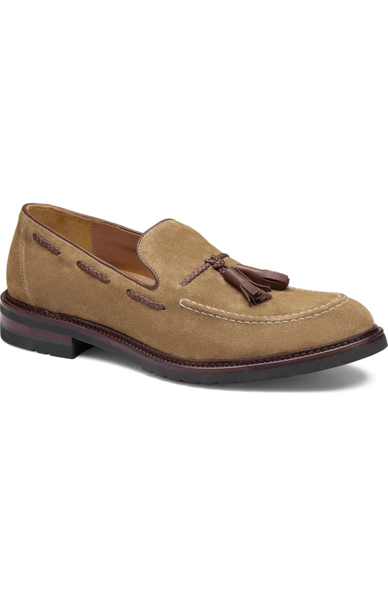 Johnston & Murphy Hartford Tassel Loafer, Main, color, Beige Italian Suede