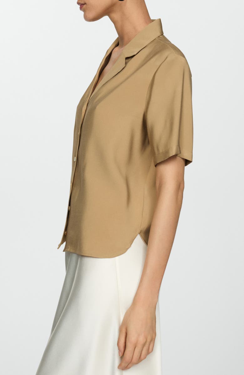 MANGO Short Sleeve Satin Camp Shirt, Alternate, color,