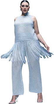 ELOQUII Metallic Crochet Pant