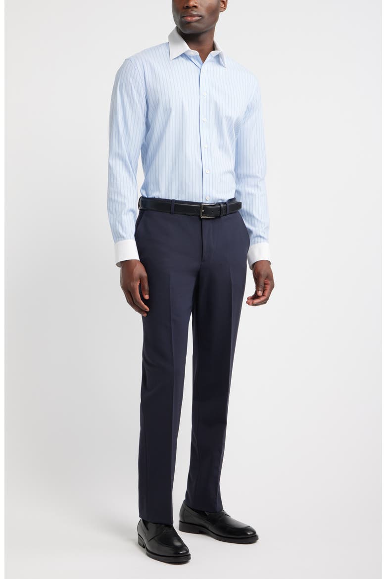 Trim Fit Stripe Premium Performance Twill Dress Shirt, Alternate, color, BLUE NICO STRIPE