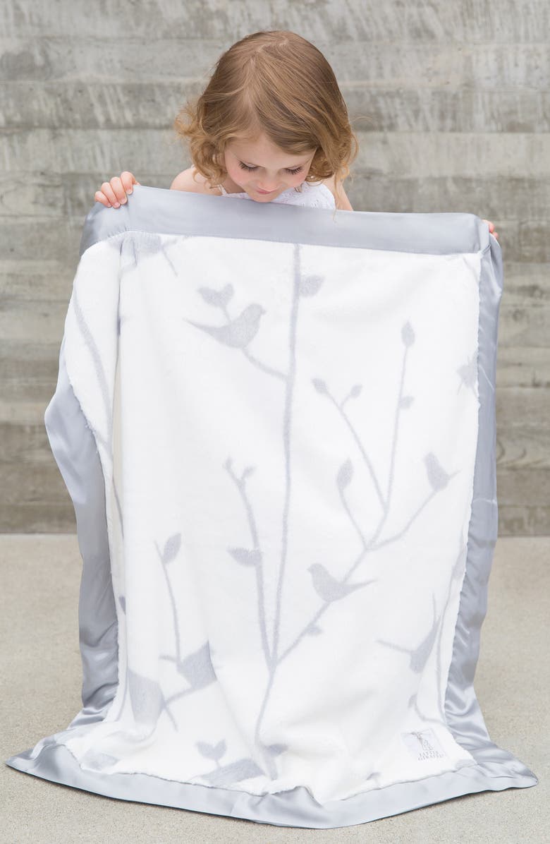 Little Giraffe Birdsong Satin Trim Blanket, Alternate, color, 