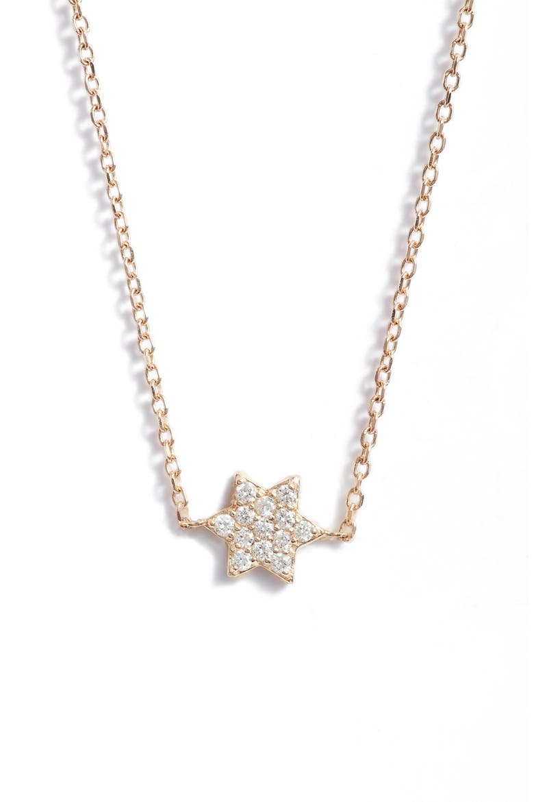 Love Letter Diamond Star of David Pendant Necklace, Main, color, GOLD / DIAMOND/ 16 IN