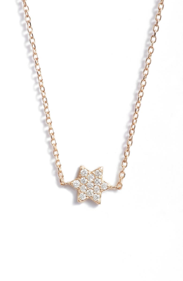 Anzie Love Letter Diamond Star of David Pendant Necklace, Main, color, Gold / Diamond/ 16 In