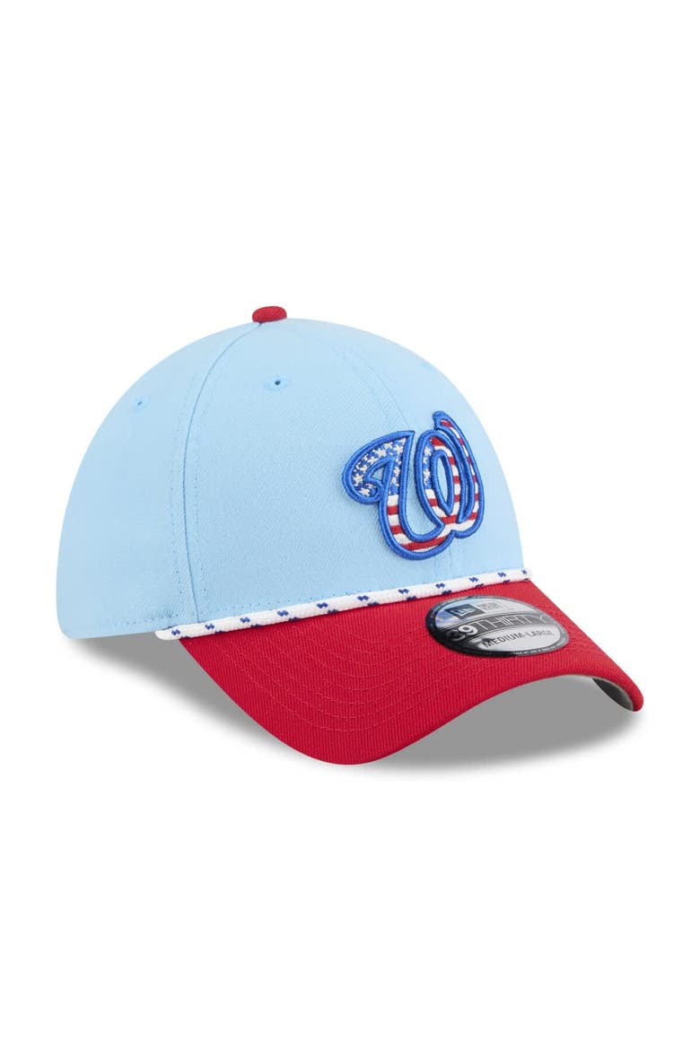 Men's New Era Light Blue/Red Washington Nationals 2025 Fourth of July 39THIRTY Flex Hat, Alternate, color, Light Blue