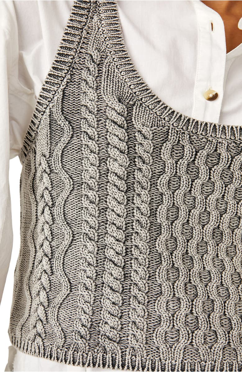 Free People High Tide Cable Stitch Cotton Sweater Tank, Alternate, color, 