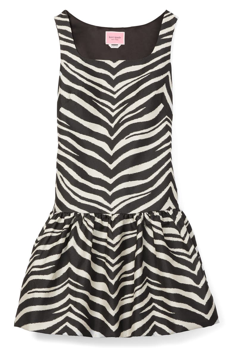zebra chevron ruffle taffeta dress, Alternate, color, STONE PATH