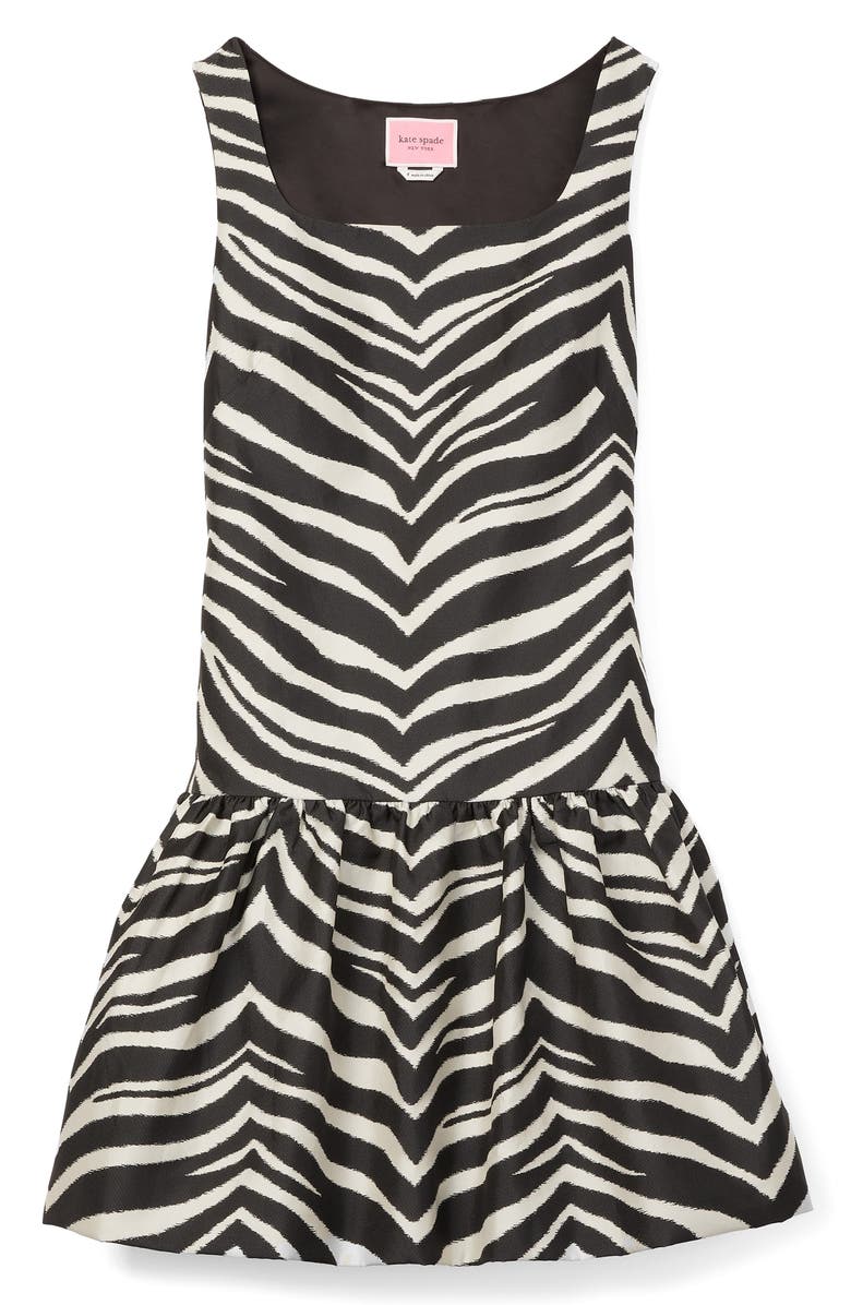 Kate Spade New York zebra chevron ruffle taffeta dress, Alternate, color, 