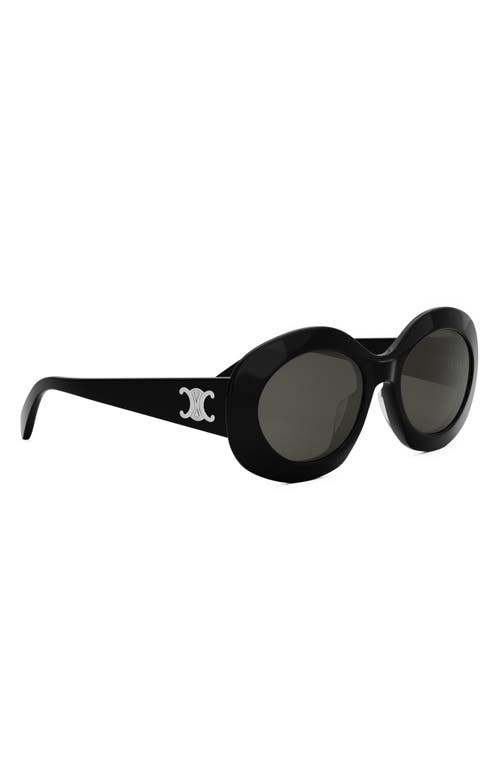 Celine Triomphe 54mm Round Sunglasses In Black