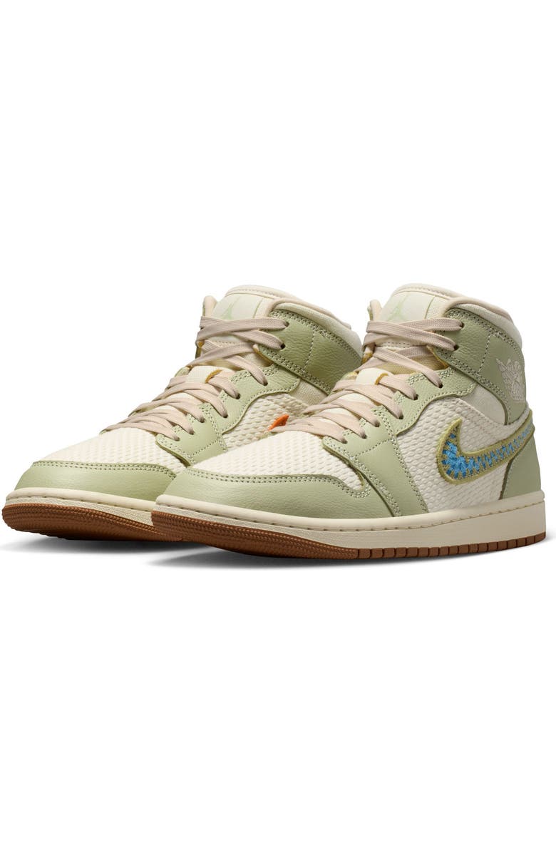 Jordan Air Jordan 1 Mid SE Basketball Sneaker, Main, color, Olive Aura/ Blue/ Pearl White
