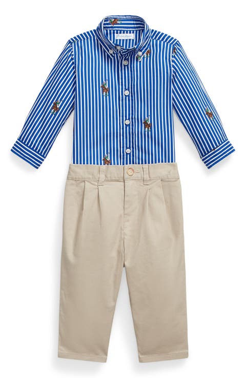 Stripe Button-Down Shirt & Pants Set (Baby)
