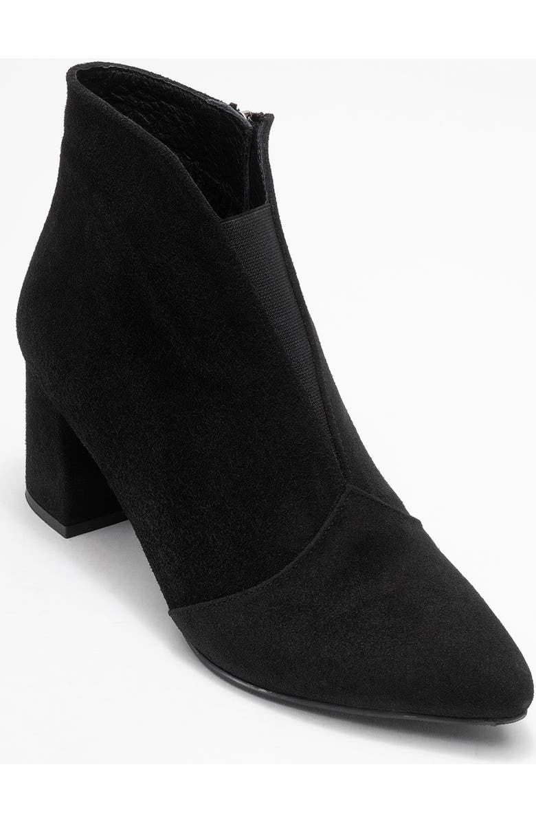 Forever & Always Shoes Finda Leather Block Heel Boot, Main, color, Black Suede Leather
