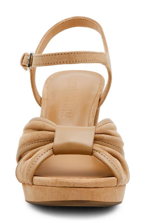 Anne Klein Verde Ankle Strap Platform Sandal In Natural Suede
