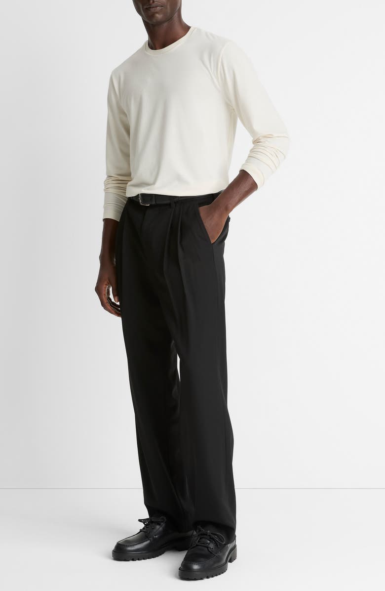 Vince Pleated Wool Dress Pants, Alternate, color, Black