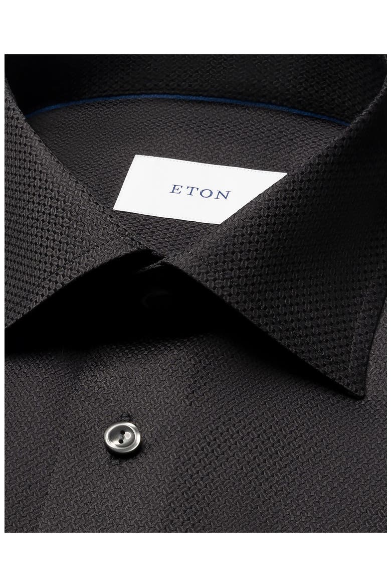 Slim Fit Cotton Dobby Dress Shirt, Alternate, color, BLACK