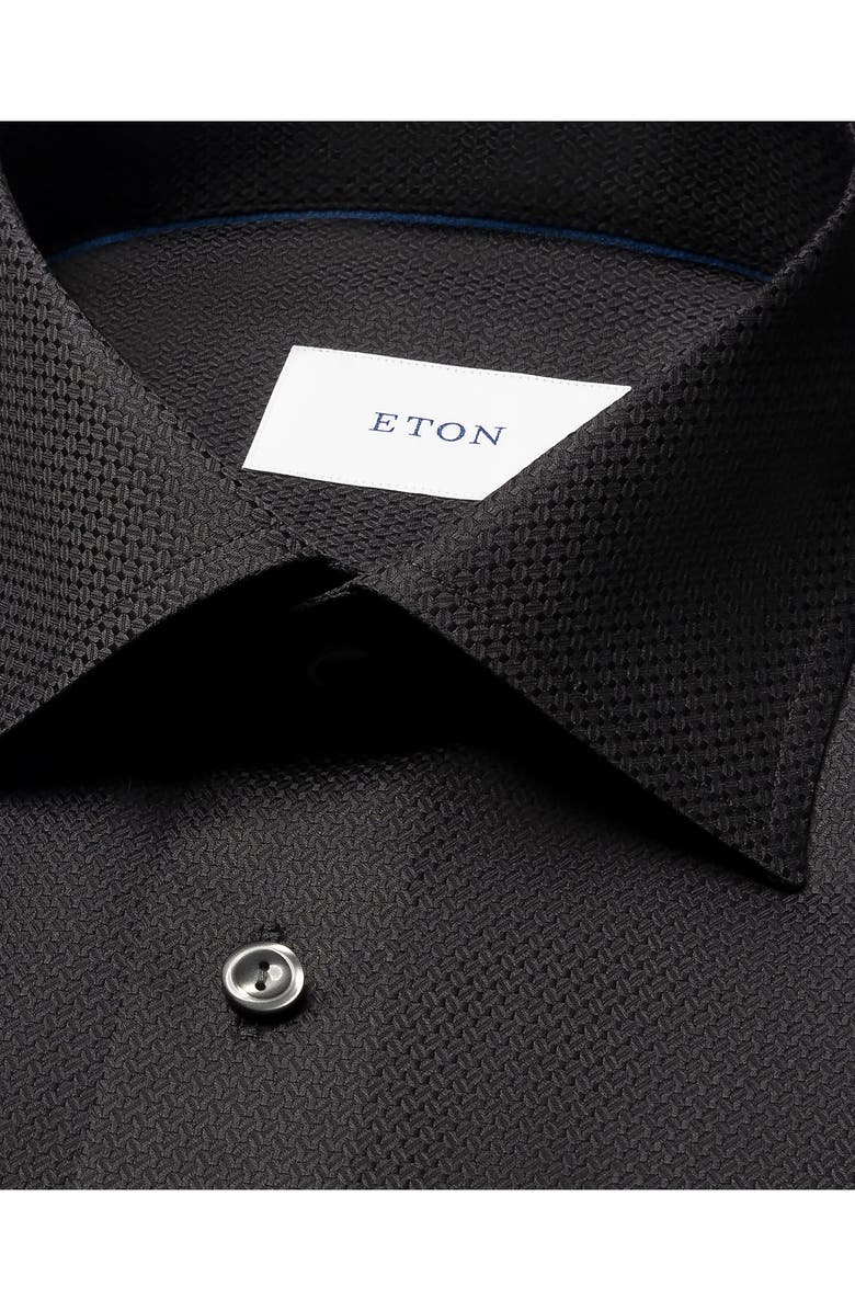 Eton Slim Fit Cotton Dobby Dress Shirt, Alternate, color, Black