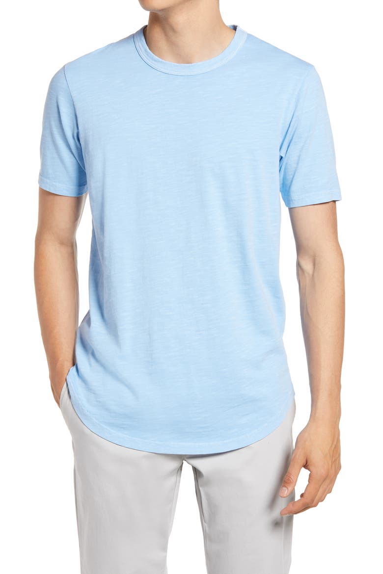 Sun Faded Slub Scallop Crew T-Shirt, Main, color, BLUE BELL