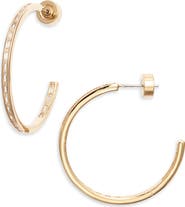 Nordstrom Baguette Cubic Zirconia Inside Out Hoop Earrings