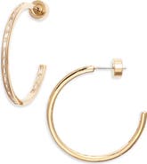 Nordstrom Baguette Cubic Zirconia Inside Out Hoop Earrings