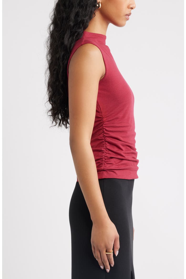 Mock Neck Ruched Tank, Alternate, color, RED RUMBA
