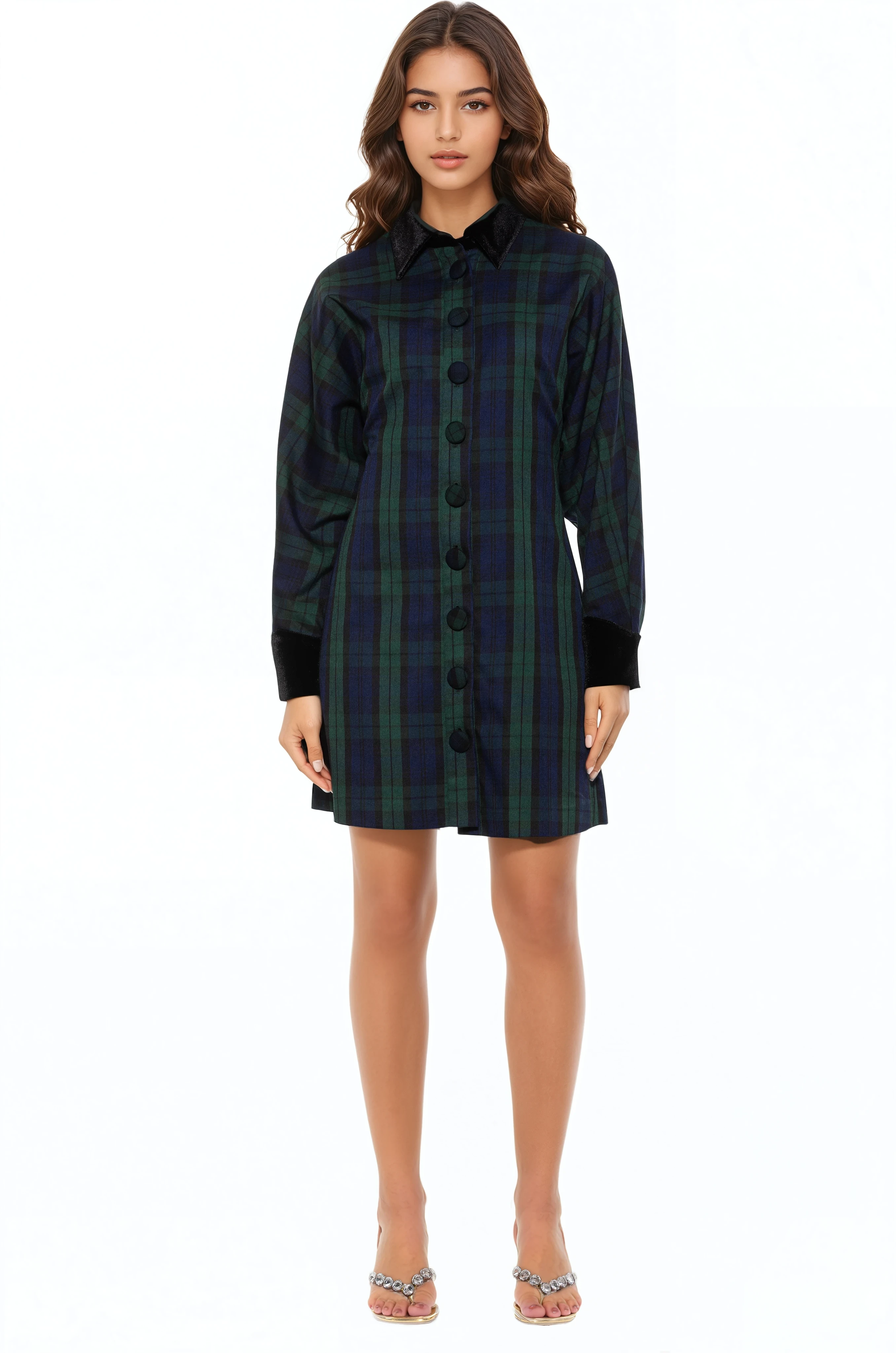 Alexia Admor Velvette Plaid Dress In Green