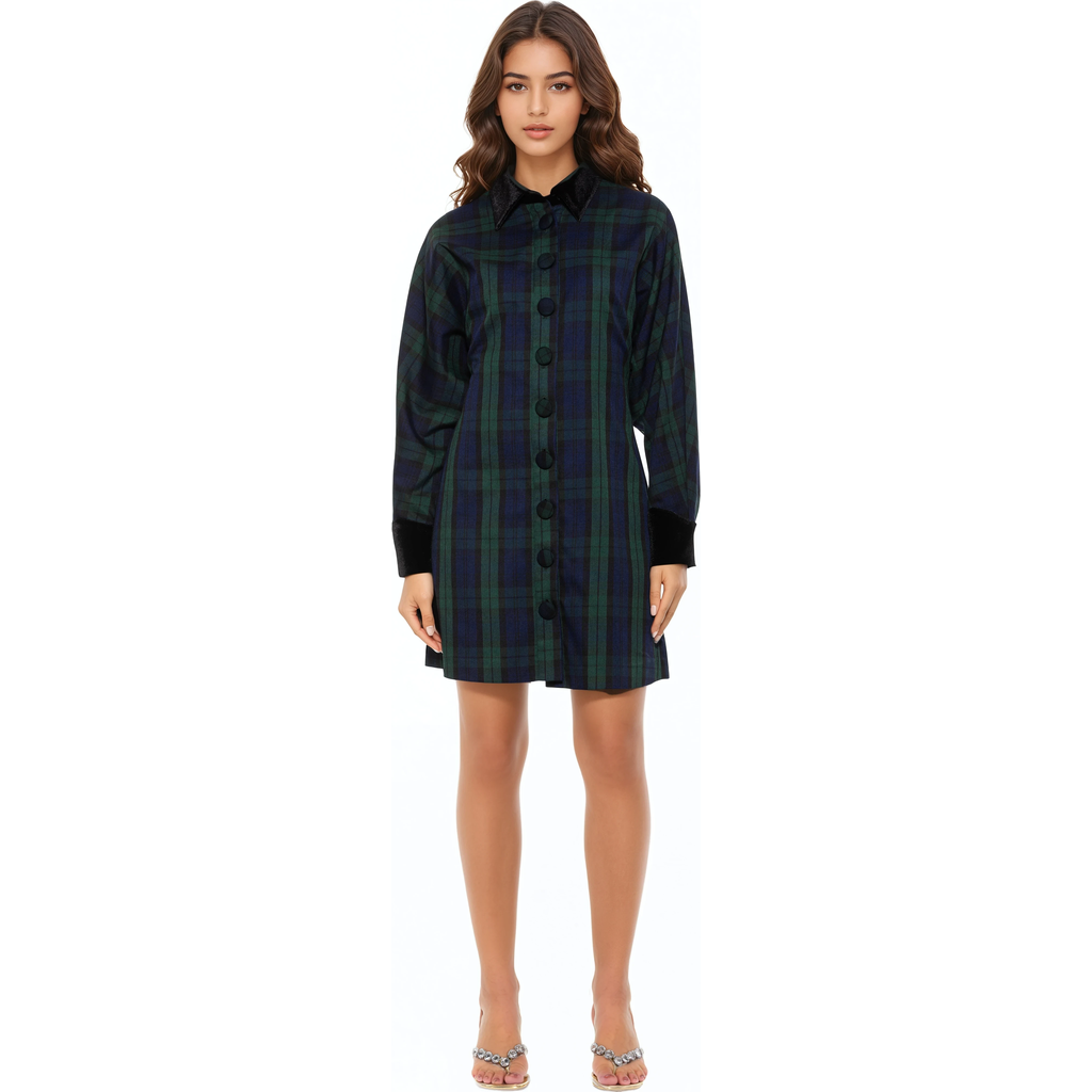 Alexia Admor Velvette Plaid Dress In Green