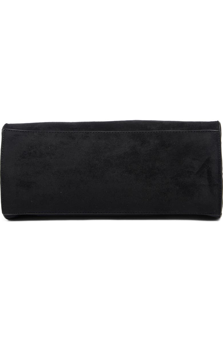 URBAN EXPRESSIONS HANDBAGS Faux Suede Double Buckle Satchel, Alternate, color, Black