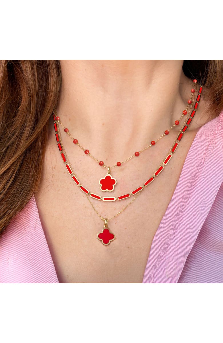 The Lovery Fine Jewelry Coral Clover Charm, Alternate, color, Coral