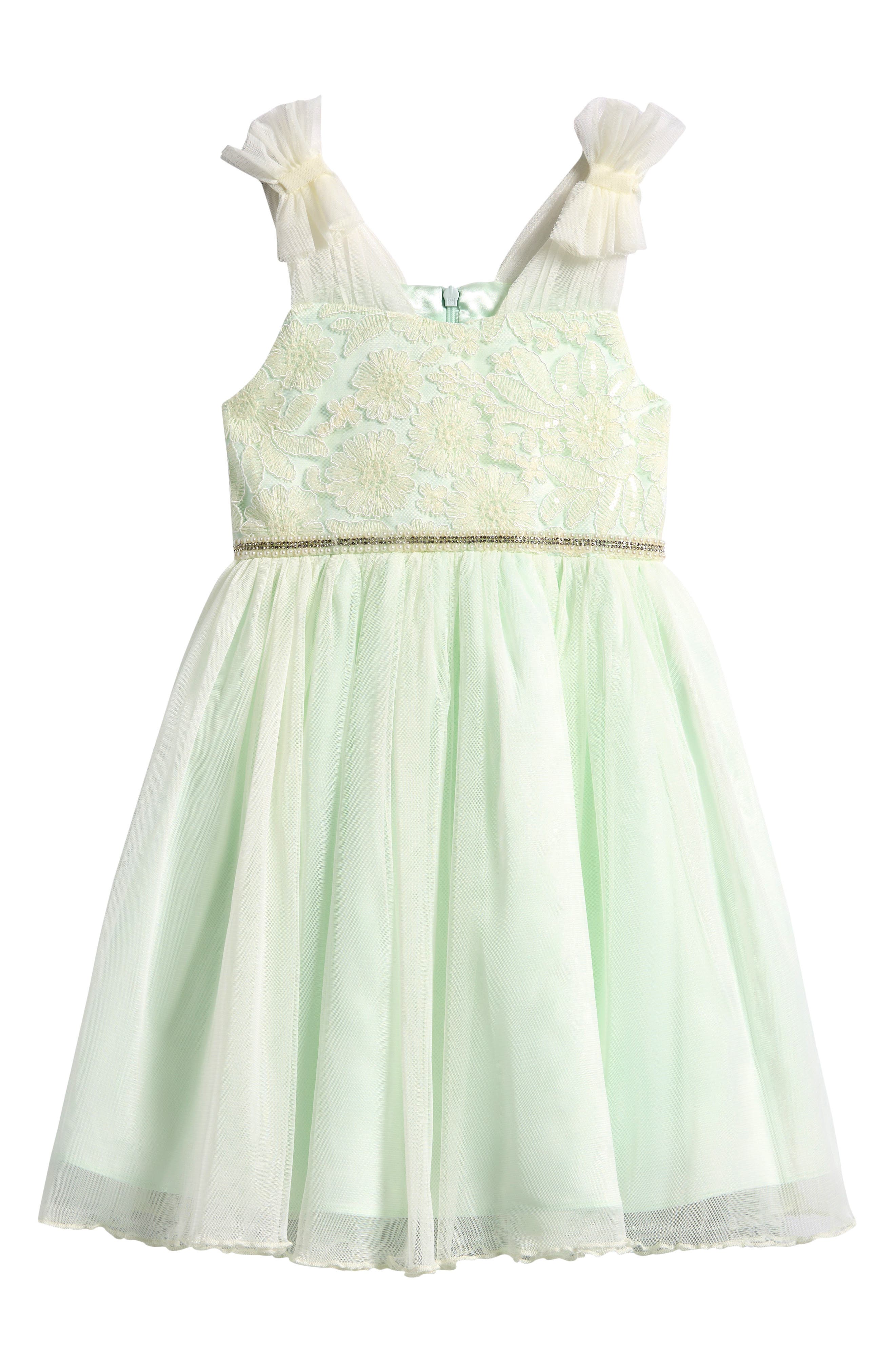 Kids' Ruffle Shoulder Tulle Party Dress