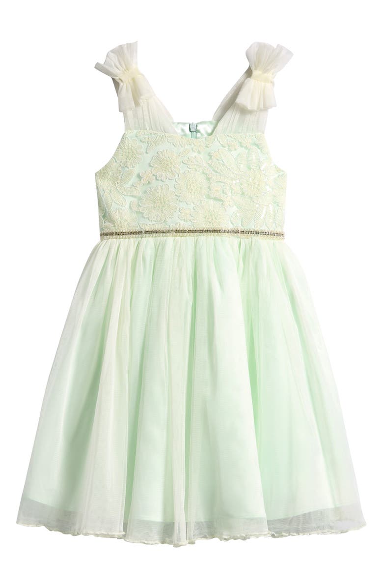 Iris & Ivy Kids' Ruffle Shoulder Tulle Party Dress, Main, color, Green
