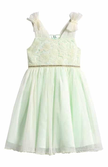 Kids' Ruffle Shoulder Tulle Party Dress