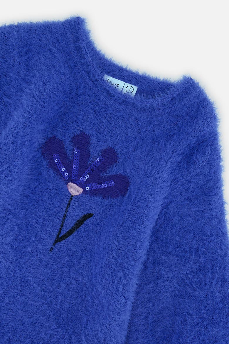 Floral Jacquard Sequin Pleated Knitted Dress, Alternate, color, Royal Blue