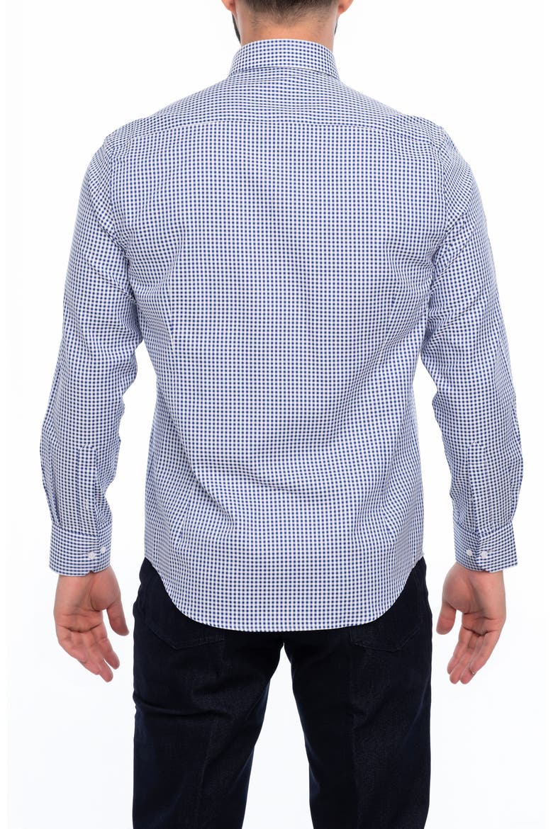 Check Cotton Slim Fit Button Down Shirt, Alternate, color, NAVY BLUE