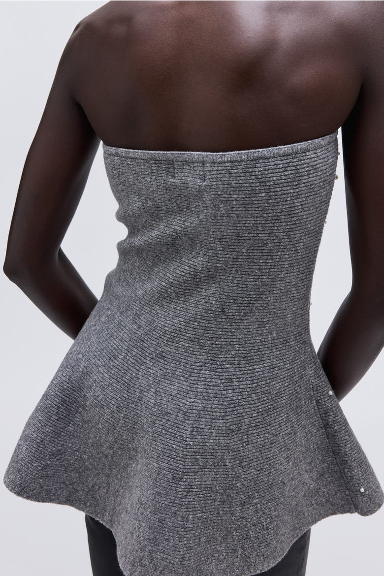 Bead-embellished Bandeau Top, Alternate, color, Gray melange