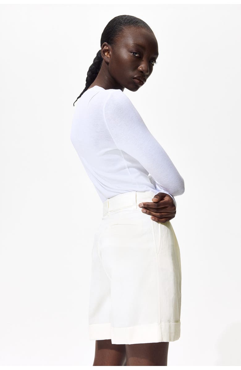 H&M Tailored Linen-blend Shorts, Alternate, color, White