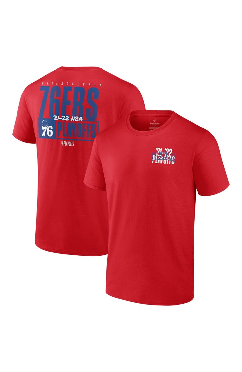 FANATICS Men's Fanatics Branded Red Philadelphia 76ers 2022 NBA Playoffs Dunk T-Shirt, Main, color, 