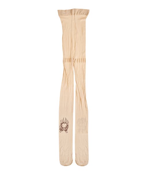 Ed Hardy Womens Skull Tattoo Tights 1-pack In Brown