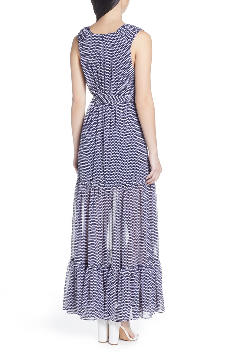 Polka Dot Maxi Dress, Alternate, color, NAVY/ BLUSH
