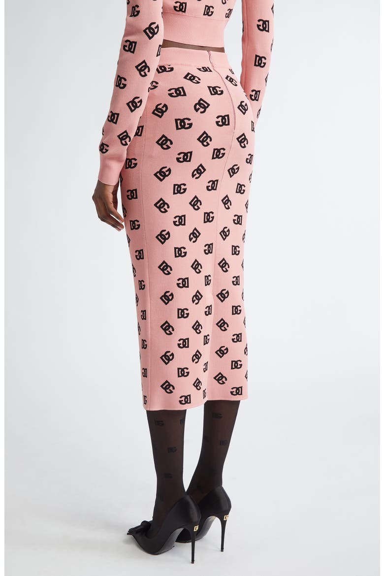 Logo Jacquard Pencil Skirt, Alternate, color, ROSA POLVERE SCURO