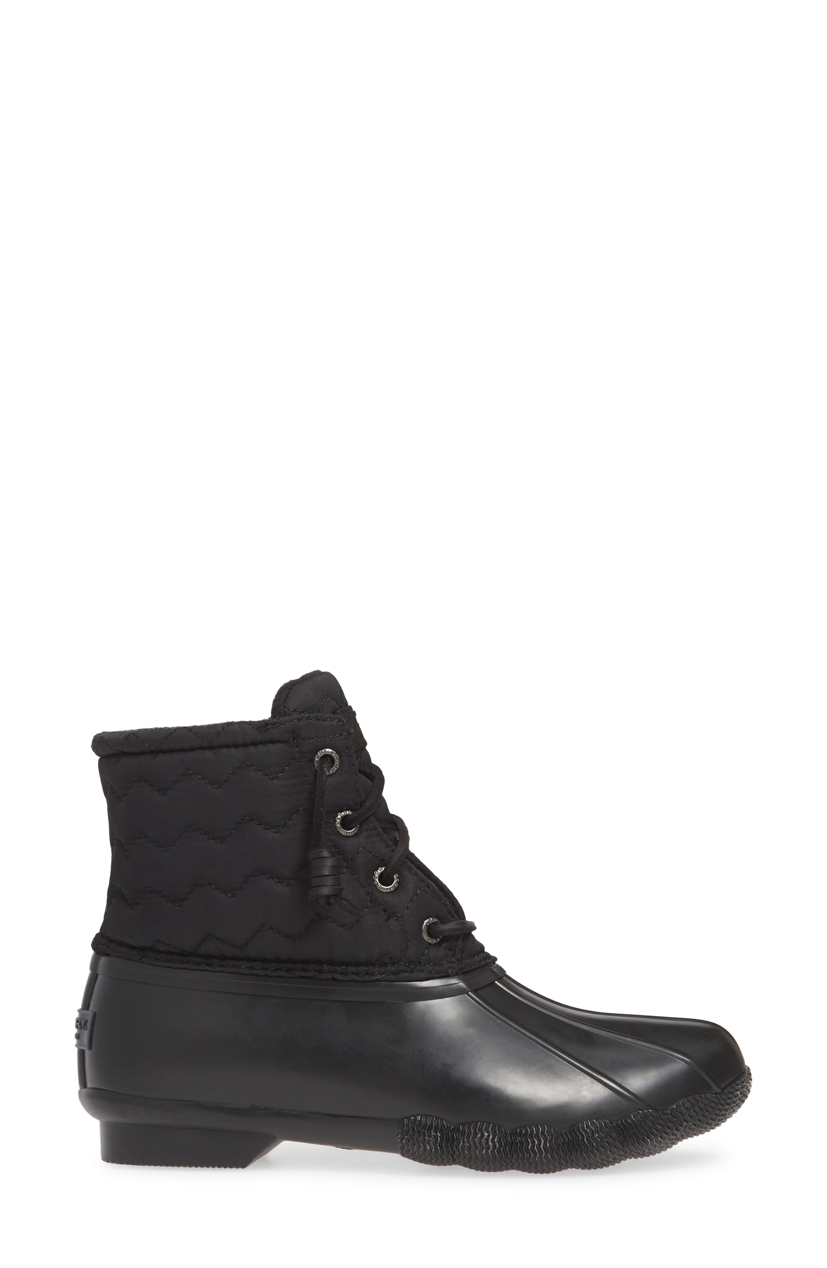 Saltwater Rain Boot, Alternate, color, BLACK NYLON QUILTED FABRIC