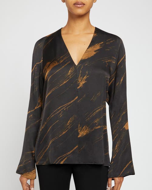 SANTORELLI SANTORELLI ZURI SILK LONG SLEEVE V-NECK BLOUSE