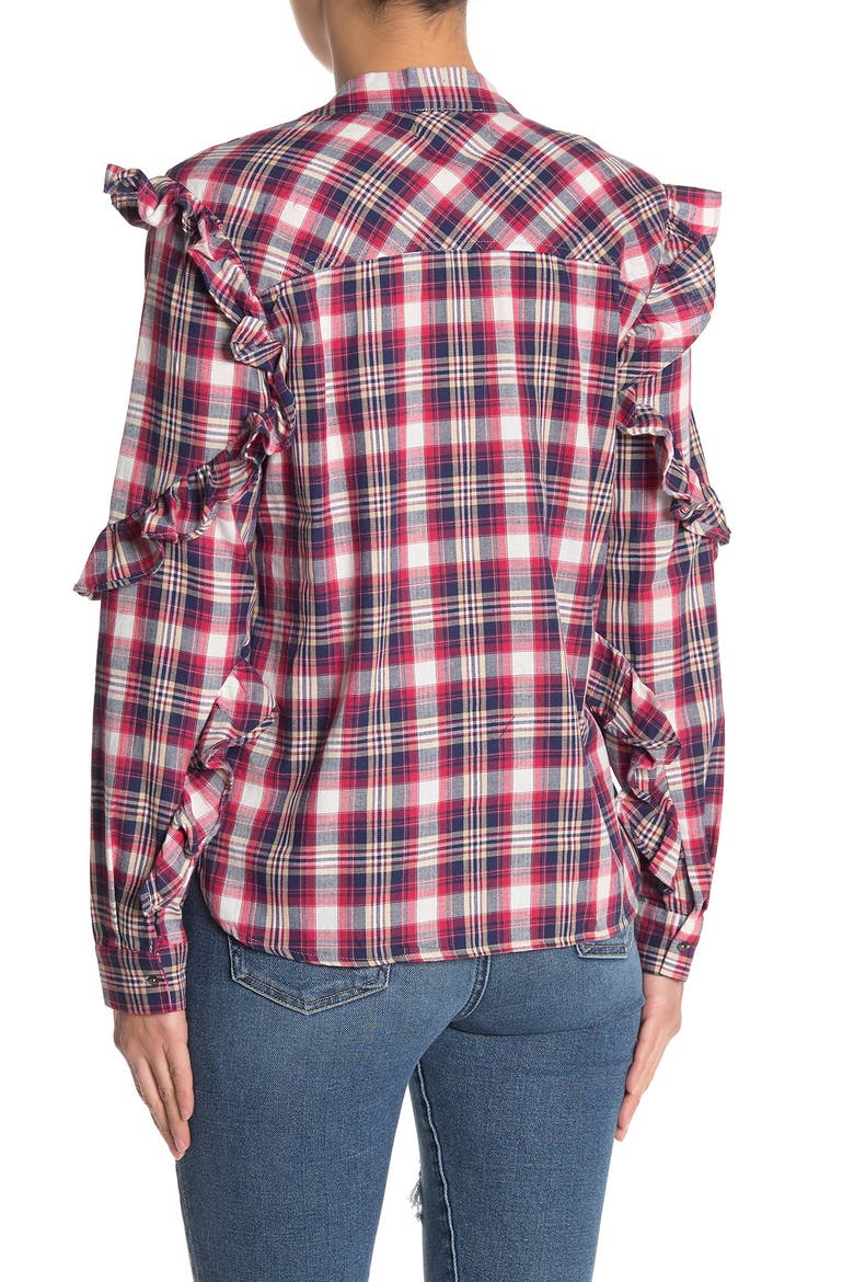 Ruffle Model BLANKNYC Plaid Ruffle Shirt (Women) | Nordstromrack