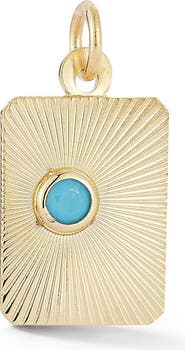Ember Fine Jewelry 14K Gold Turquoise Dog Tag Charm Pendant