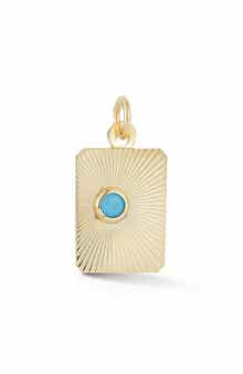 Ember Fine Jewelry 14K Gold Turquoise Dog Tag Charm Pendant