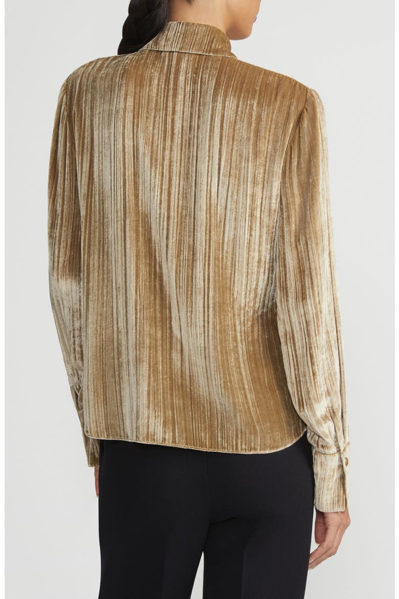 Plissé Velvet Button-Up Shirt, Alternate, color, NATURAL