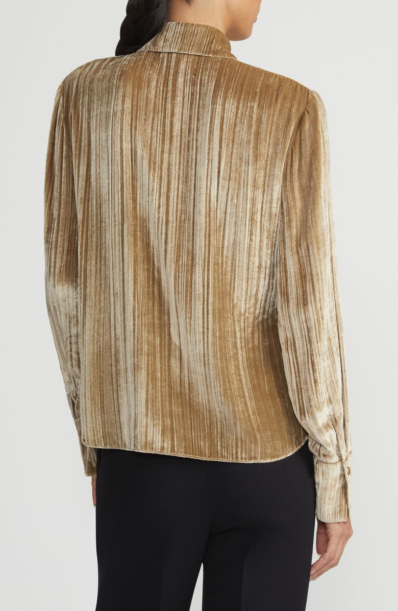 Lafayette 148 New York Plissé Velvet Button-Up Shirt, Alternate, color,