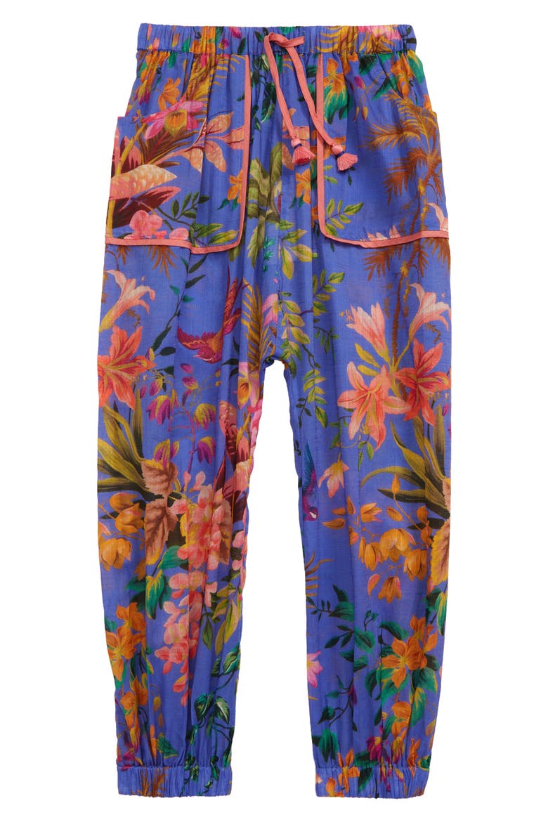 Kids' Tropicana Print Cotton Pants, Main, color, BLUE FLORAL